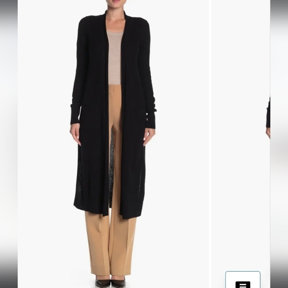 Catherine Malandrino Front Pockets Cashmere Long Open Cardigan Sweater sz S - Picture 9 of 10